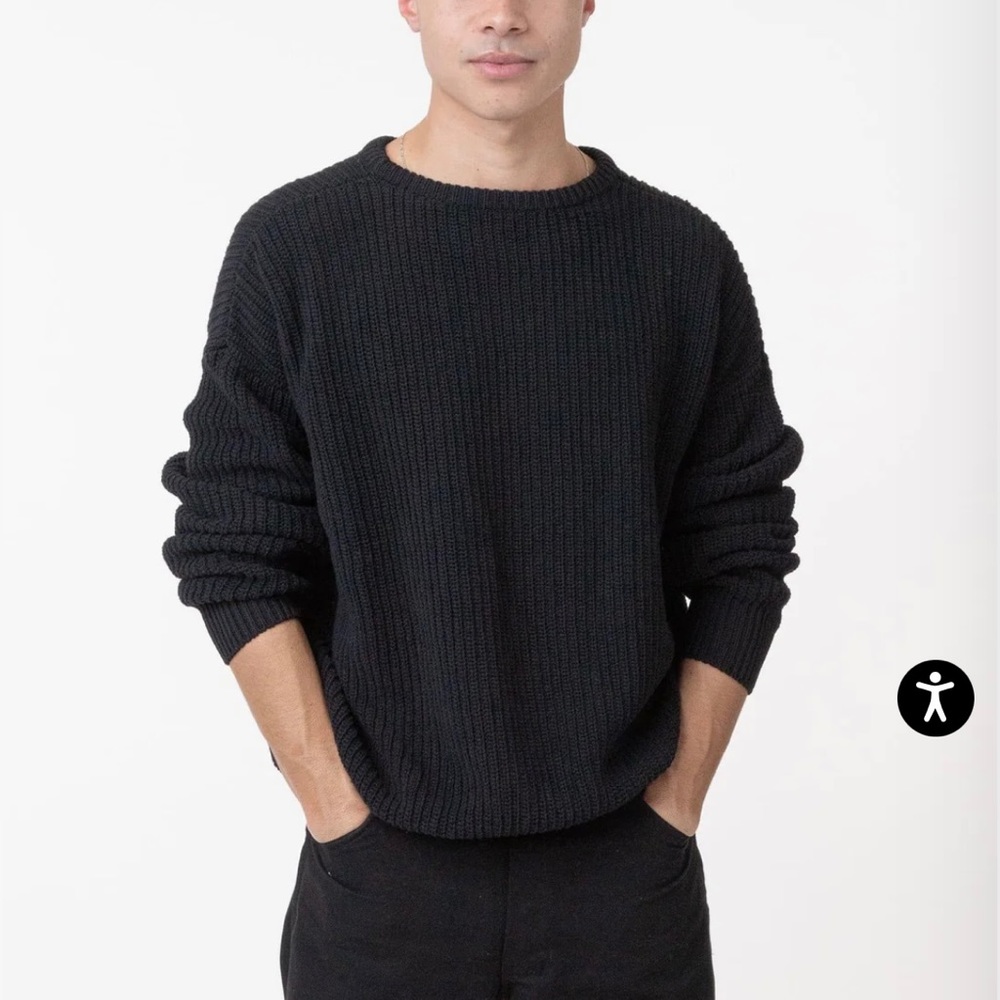 American Apparel Unisex Combed Cotton Cable Knit Sweater Oversized Small NWOT